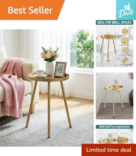 Elegant gold round side table - round,