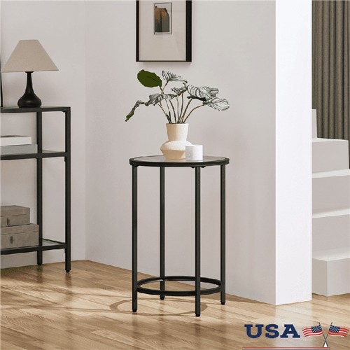 Round metal glass accent table - round,